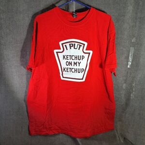 "I Put Ketchup On My Ketchup" Red Humourous Graphic Tee VG XL